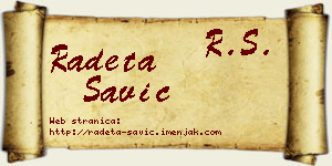 Radeta Savić vizit kartica